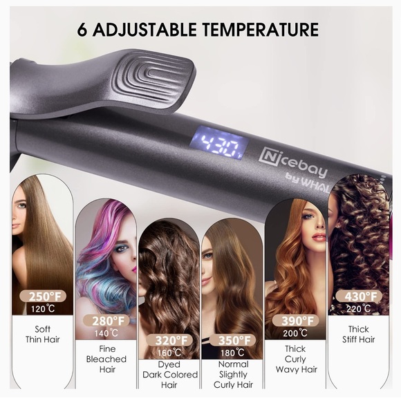 1.25" Hair Curling Iron Tourmaline Ceramic Coating • Oval Barrel • Negative lon - Picture 1 of 5